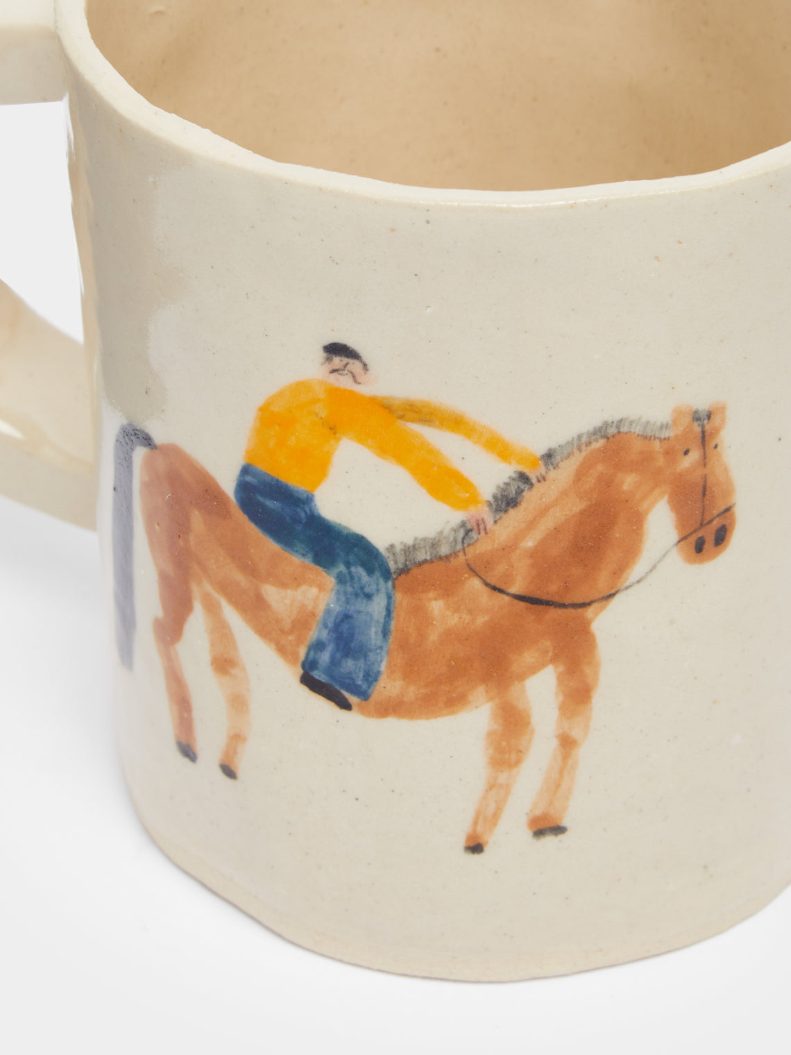 Liz Rowland - Man on Horse Hand-Painted Ceramic Mug -  - ABASK
