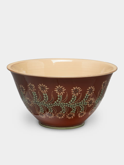 Poterie d’Évires - Flowers Hand-Painted Ceramic Large Salad Bowl -  - ABASK - 