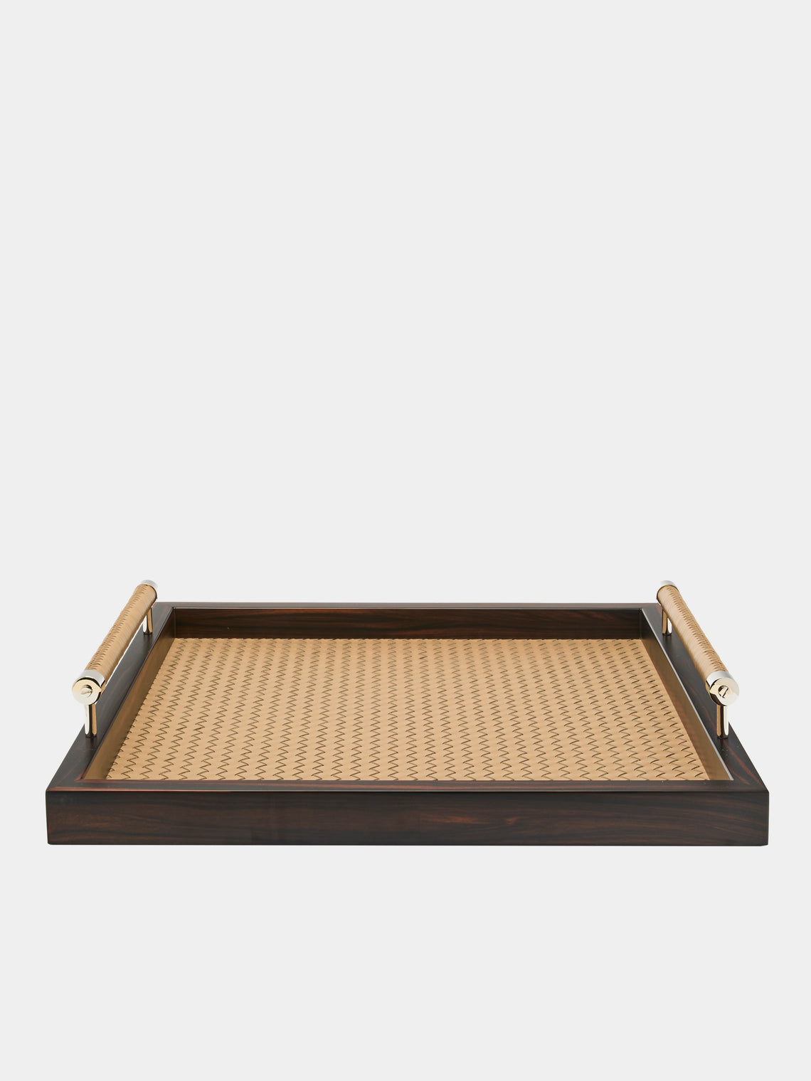 Riviere - Diana Ebony and Woven Leather Square Tray -  - ABASK