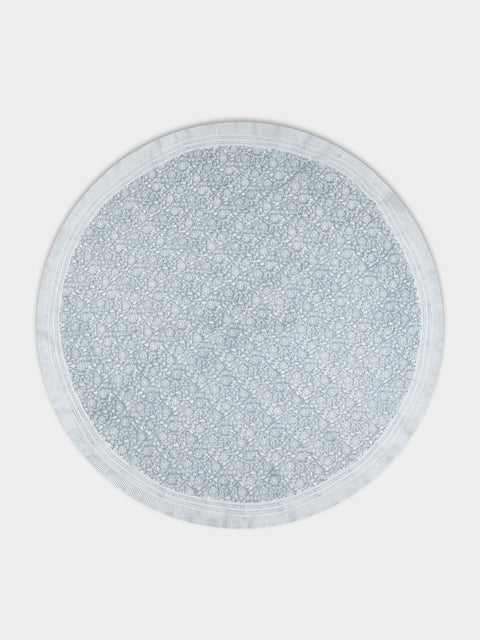 Chamois - Margerita Block-Printed Linen Round Tablecloth -  - ABASK - 