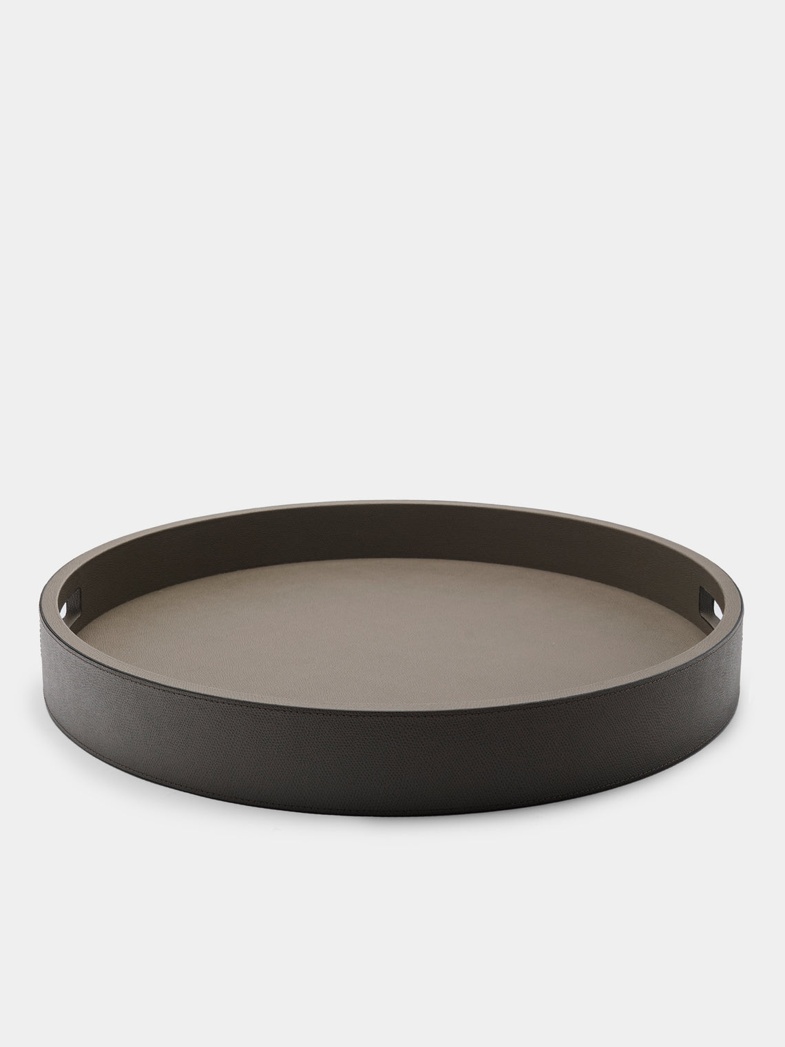 Giobagnara - Polo Leather Round Tray with Handles -  - ABASK