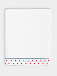 Loretta Caponi - Stripes & Dots Hand-Embroidered Cotton Bath Towel -  - ABASK - 