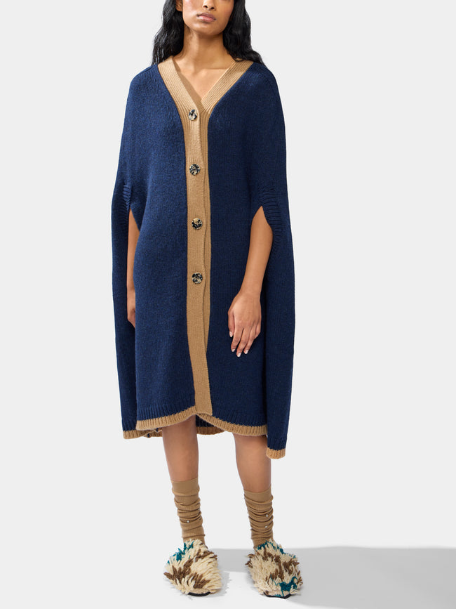 Isa Arfen - Lambswool and Cashmere Colour-Block Cape | One Size -  - ABASK