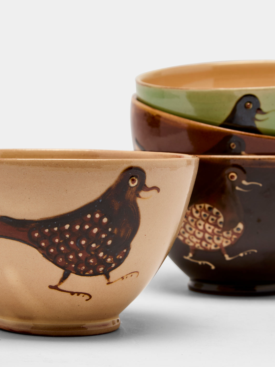 Poterie d’Évires - Birds Hand-Painted Ceramic Cereal Bowls (Set of 4) -  - ABASK