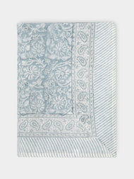 Chamois - Margerita Block-Printed Linen Small Rectangular Tablecloth -  - ABASK - 