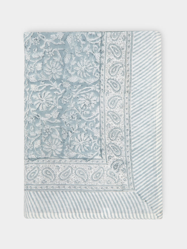 Chamois - Margerita Block-Printed Linen Small Rectangular Tablecloth -  - ABASK - 