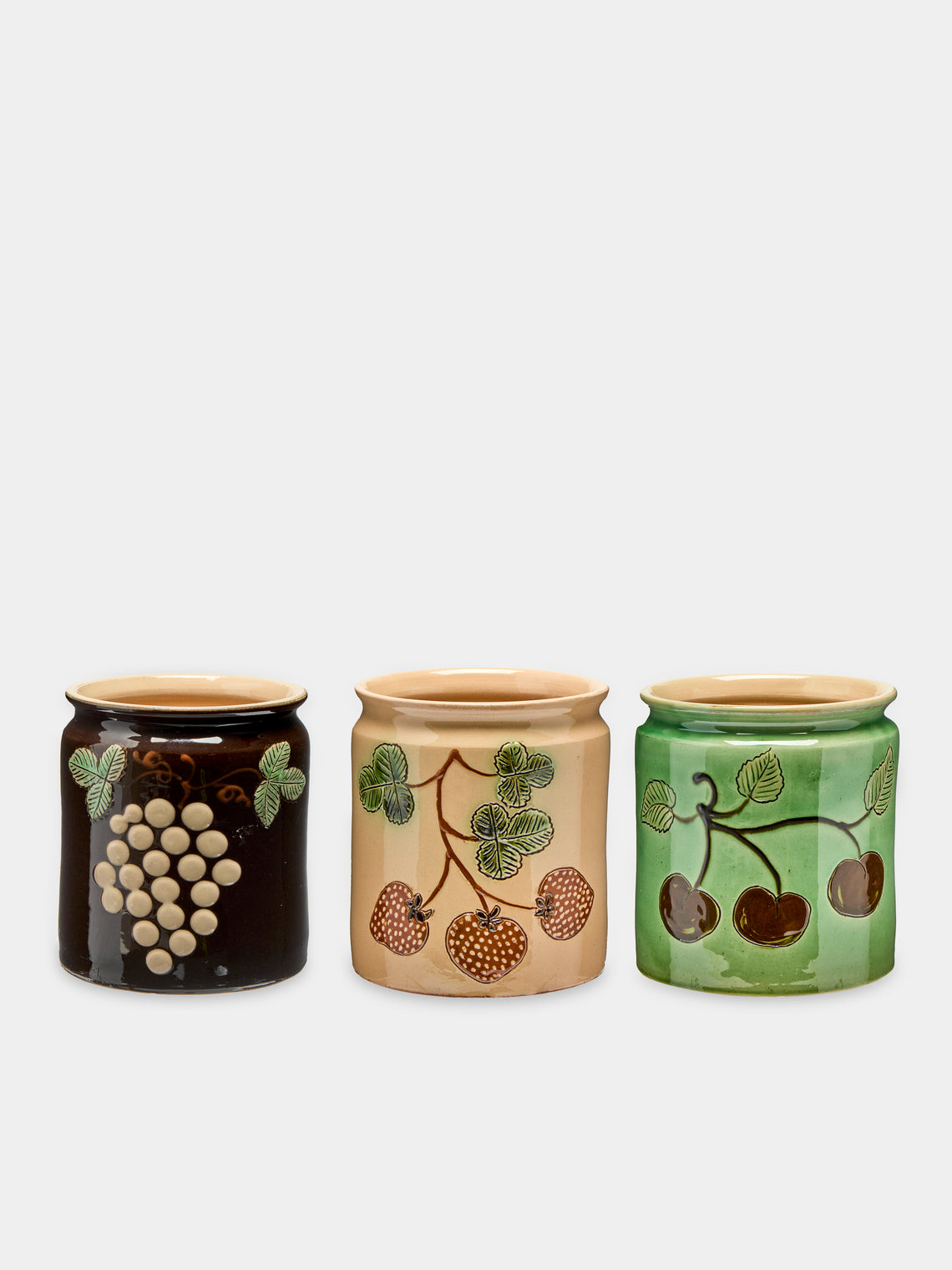 Poterie d’Évires - Fruits Hand-Painted Ceramic Ceramic Jars (Set of 3) -  - ABASK - 