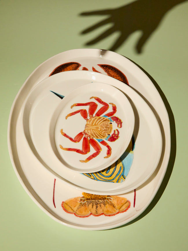 Casa Adams - Sally Lightfoot Crab Hand-Painted Porcelain Serving Platter -  - ABASK