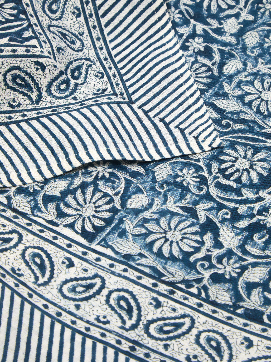 Chamois - Margerita Block-Printed Linen Medium Rectangular Tablecloth -  - ABASK