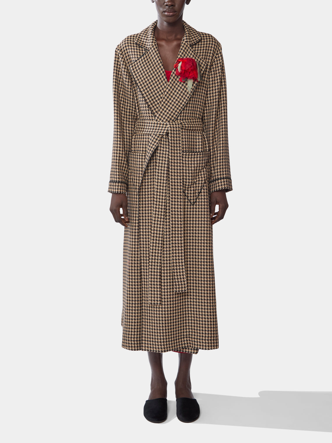 Emilia Wickstead - Wool Houndstooth Robe | Size: S -  - ABASK