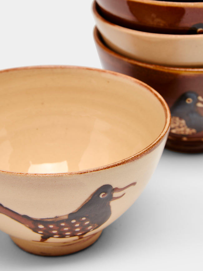 Poterie d’Évires - Birds Hand-Painted Ceramic Small Bowls (Set of 6) -  - ABASK