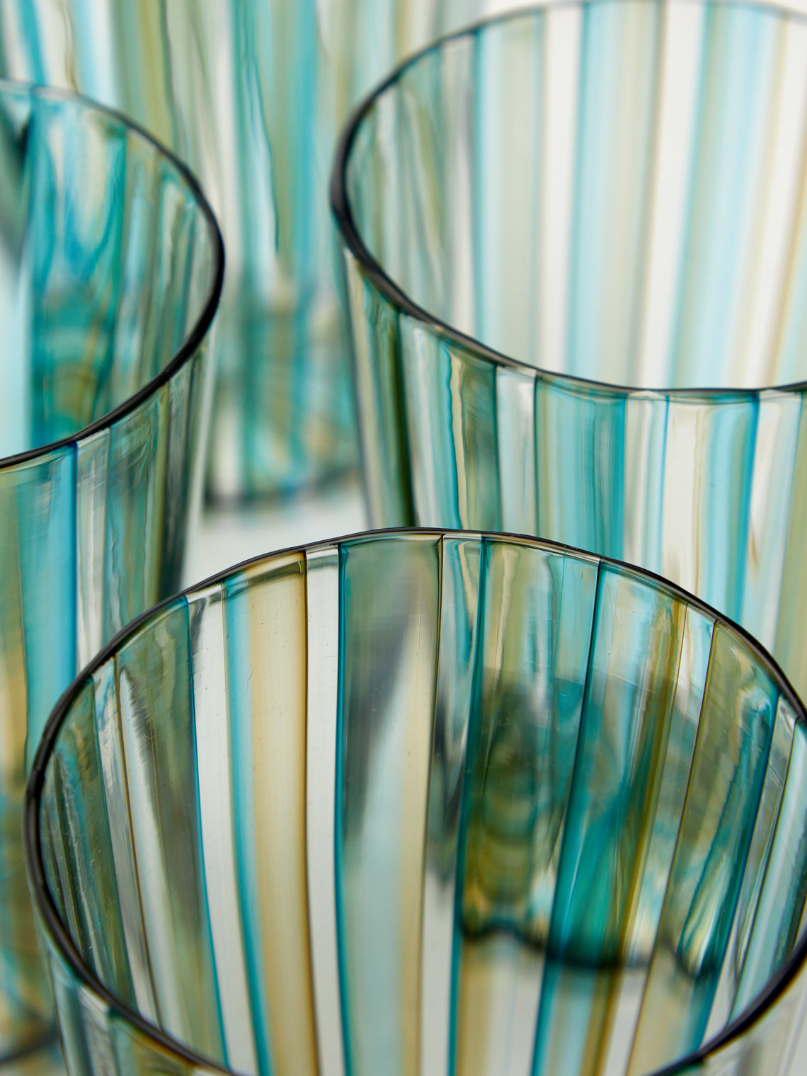 Mori Glass - Hand-Blown Glass Striped Tumblers (Set of 4) -  - ABASK