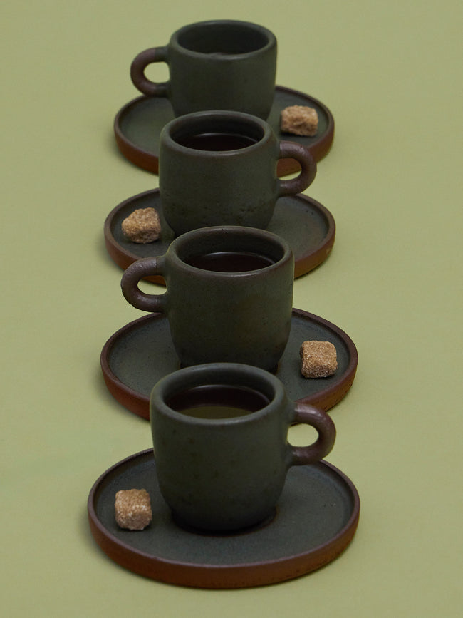 Andrea Tsang - Terra Stoneware Espresso Cups and Saucers (Set 4) -  - ABASK