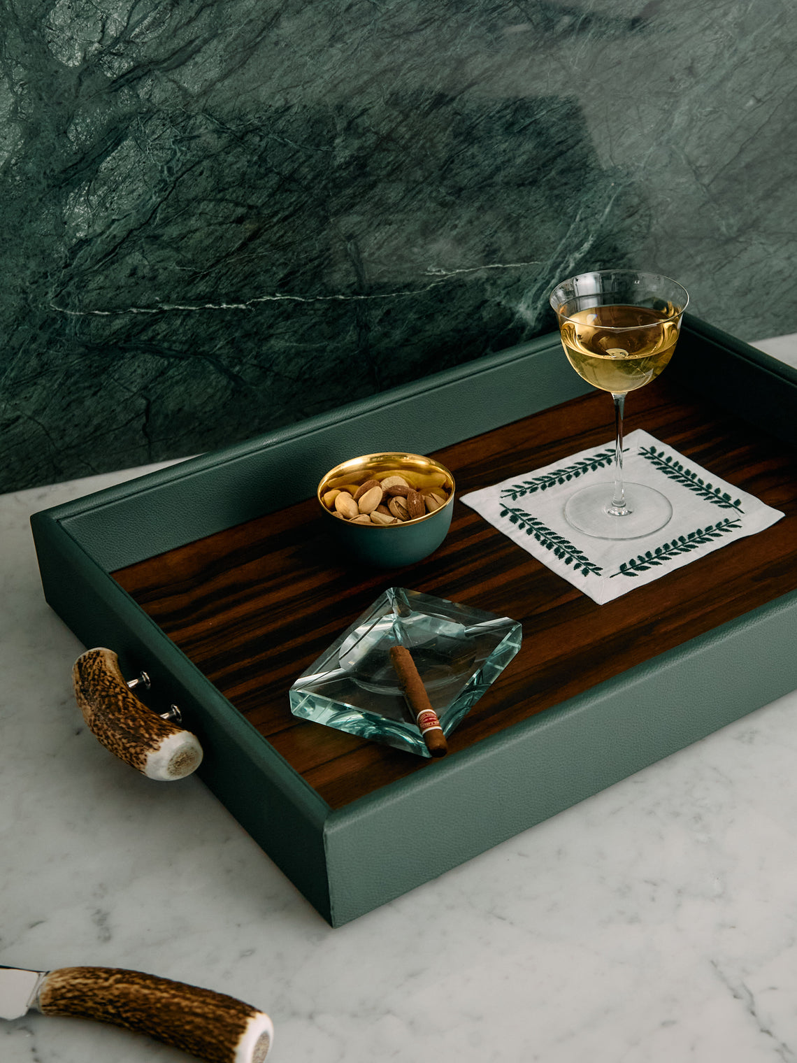 Lorenzi Milano - Wood and Stag Antler Tray -  - ABASK