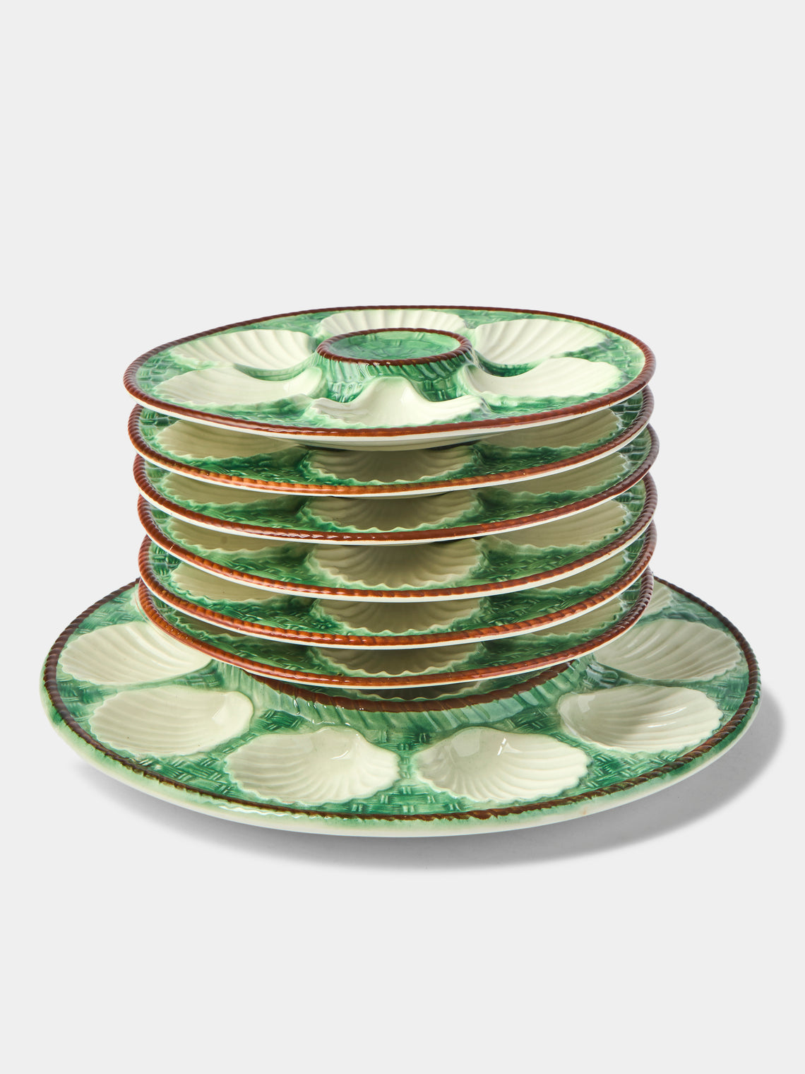 Antique and Vintage - 1950s Ceramic Oyster Serving Platter with Plates (Set of 7) -  - ABASK