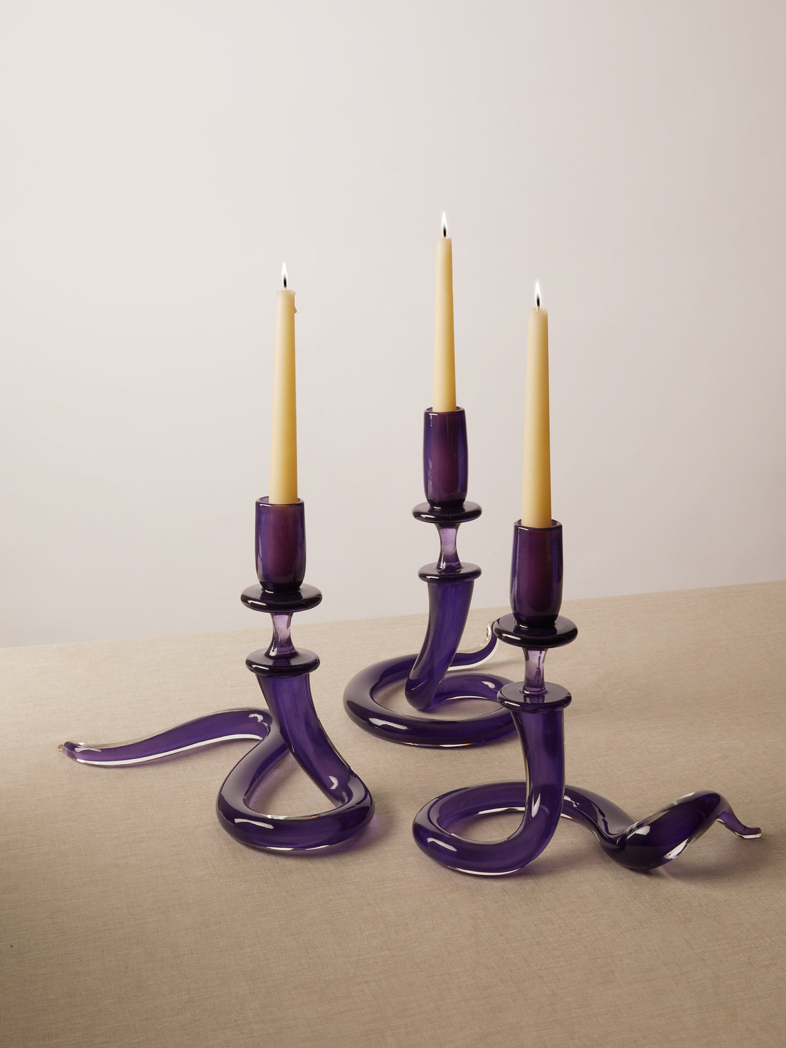 Jeff Zimmerman - Serpentine Hand-Blown Glass Candle Holder -  - ABASK