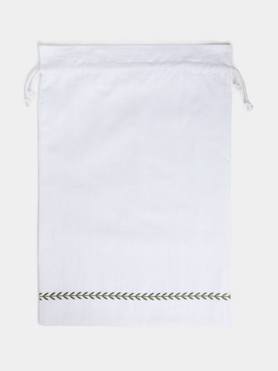 Heirlooms - Laurel Leaf Embroidered Linen Laundry Bag -  - ABASK - 