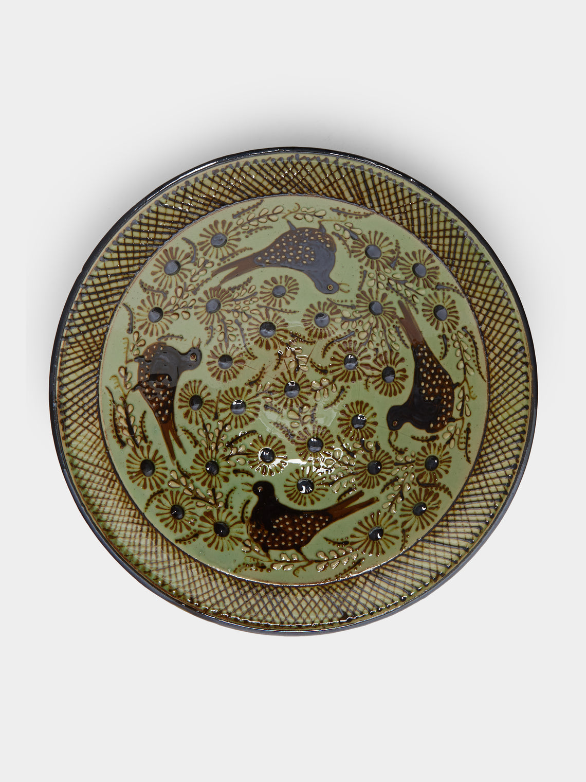 Poterie d’Évires - Birds Hand-Painted Ceramic Large Serving Bowl -  - ABASK