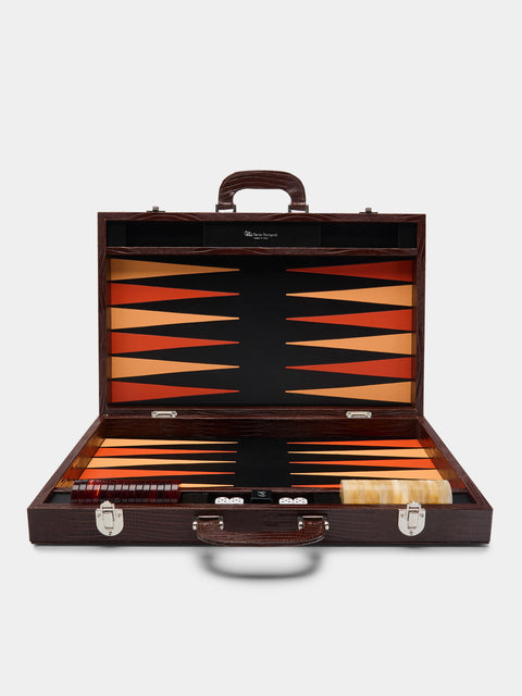 Renzo Romagnoli - Leather Large Backgammon Set with Handles -  - ABASK - 