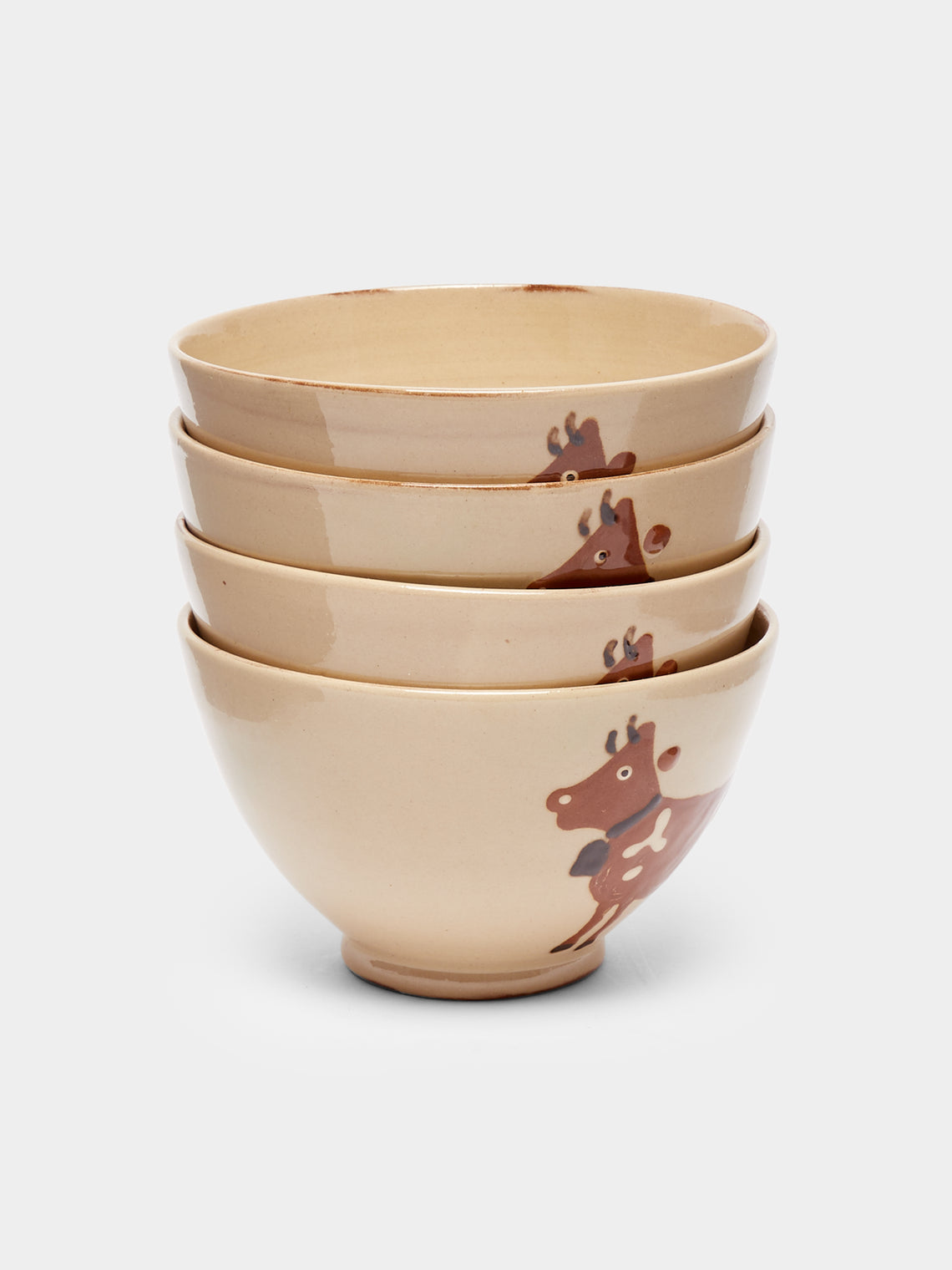 Poterie d’Évires - Cows Hand-Painted Ceramic Cereal Bowls (Set of 4) -  - ABASK