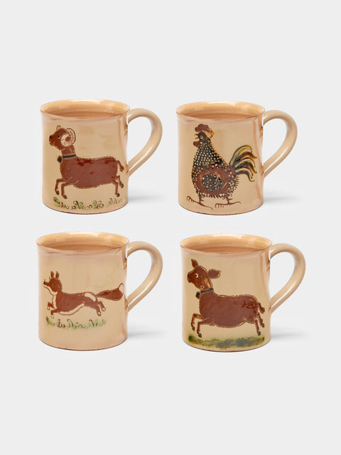 Poterie d’Évires - Animals Hand-Painted Ceramic Mugs (Set of 4) -  - ABASK - 