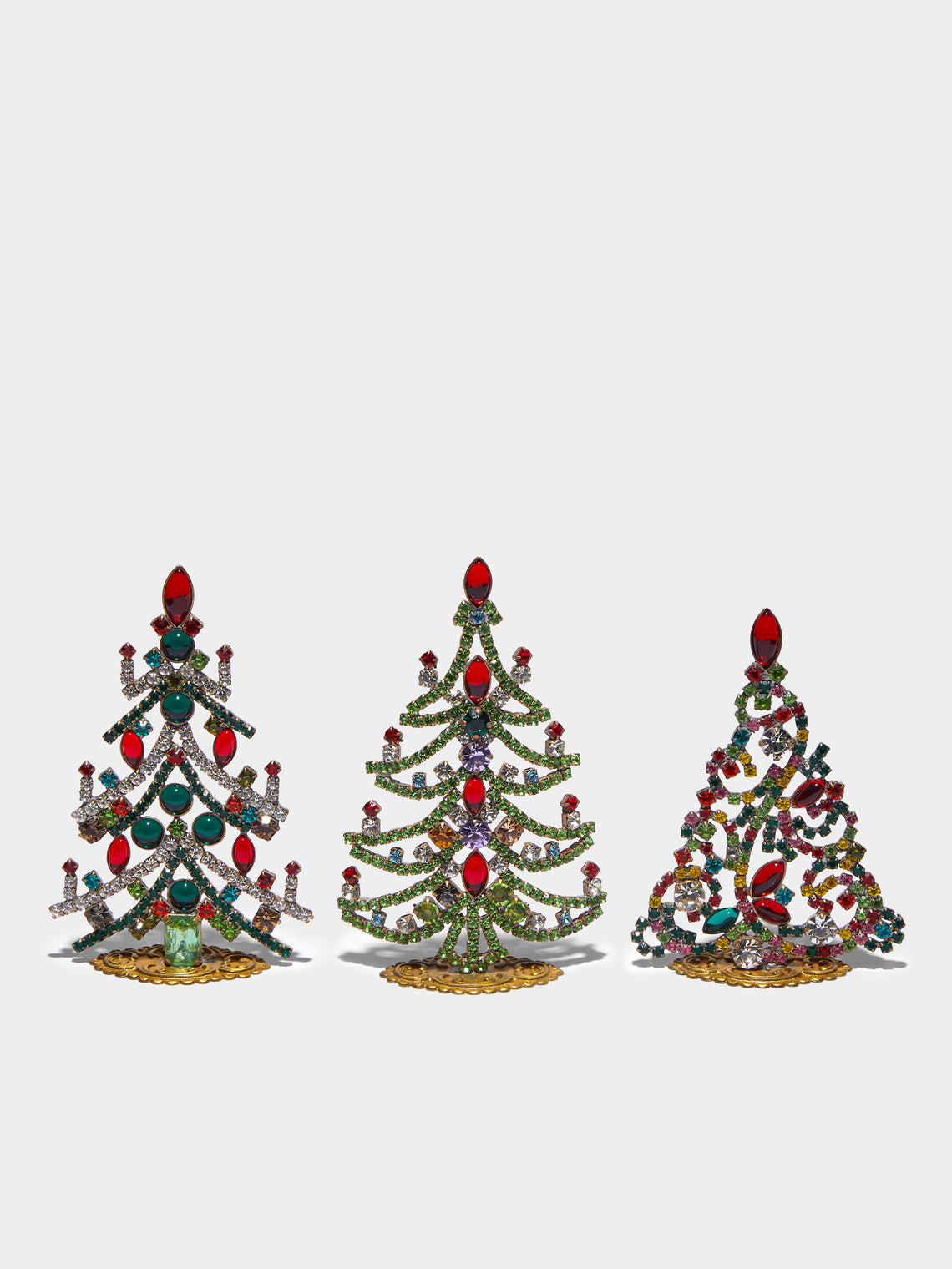 Antique and Vintage - 1930s Czech Jewelled Extra Small Christmas Trees (Set of 3) -  - ABASK - 