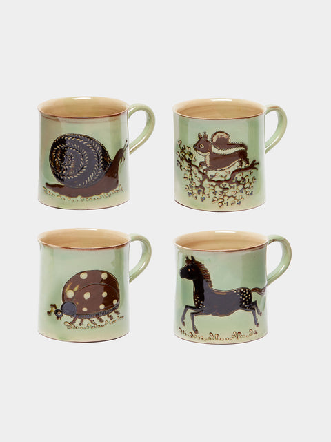 Poterie d’Évires - Animals Hand-Painted Ceramic Mugs (Set of 4) -  - ABASK - 