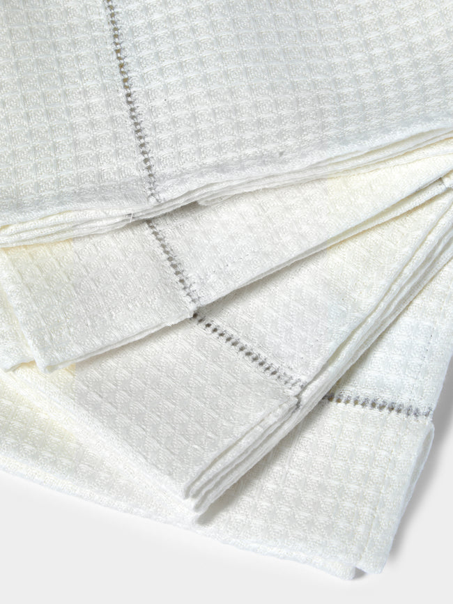 Volga Linen - Liège Hem-Stitch Linen Hand Towels (Set of 4) -  - ABASK