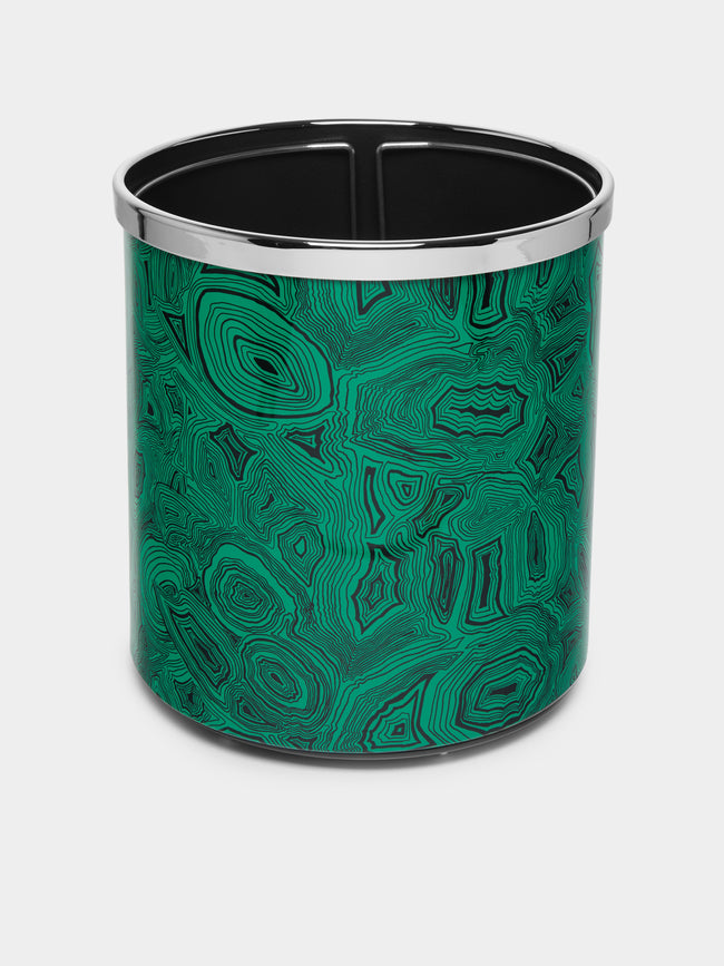 Fornasetti - Malachite Metal Wastepaper Bin -  - ABASK - 