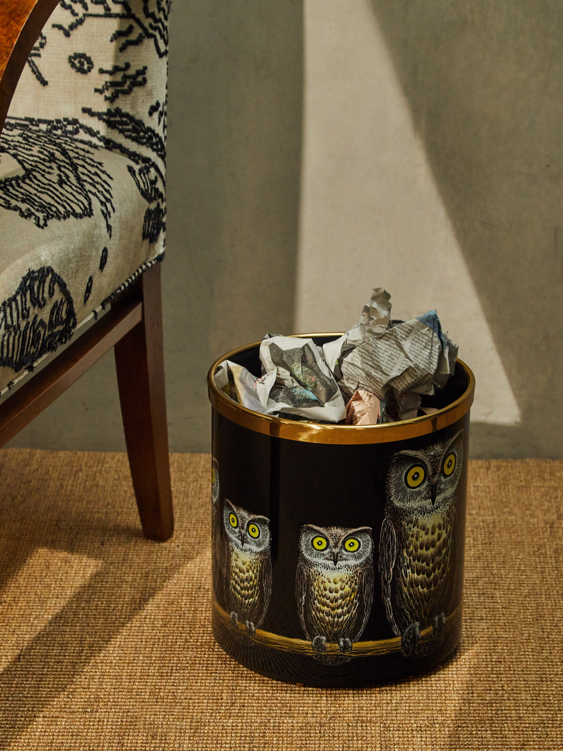 Fornasetti - Civette Hand-Painted Waste Paper Basket -  - ABASK