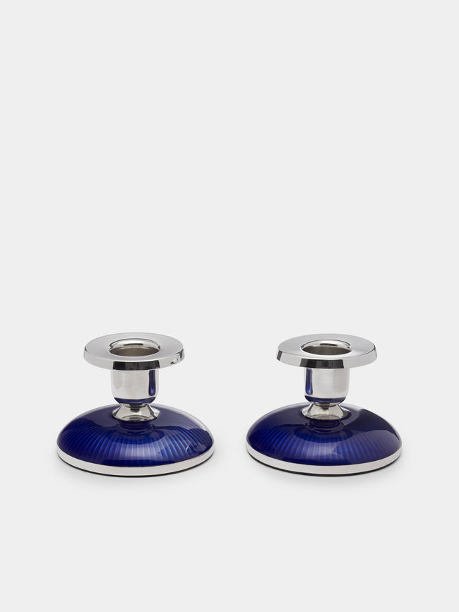 Antique and Vintage - 1940s Enamelled Silver Candle Holders (Set of 2) -  - ABASK - 