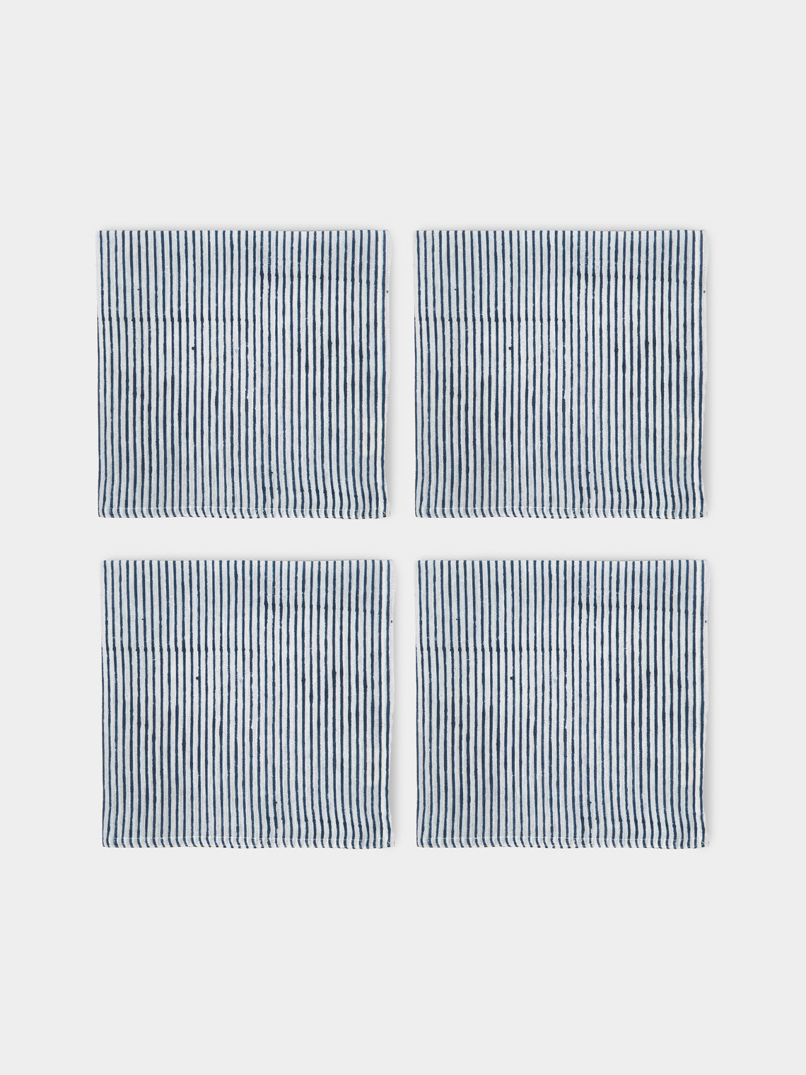 Chamois - Stripe Block-Printed Linen Napkins (Set of 4) -  - ABASK