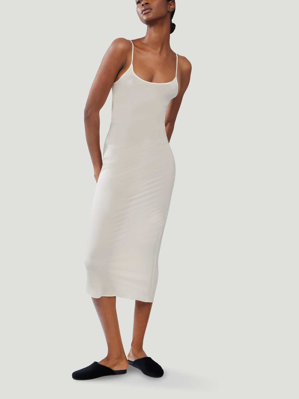 Ryan Roche - Silk Slip Dress - Ivory - ABASK