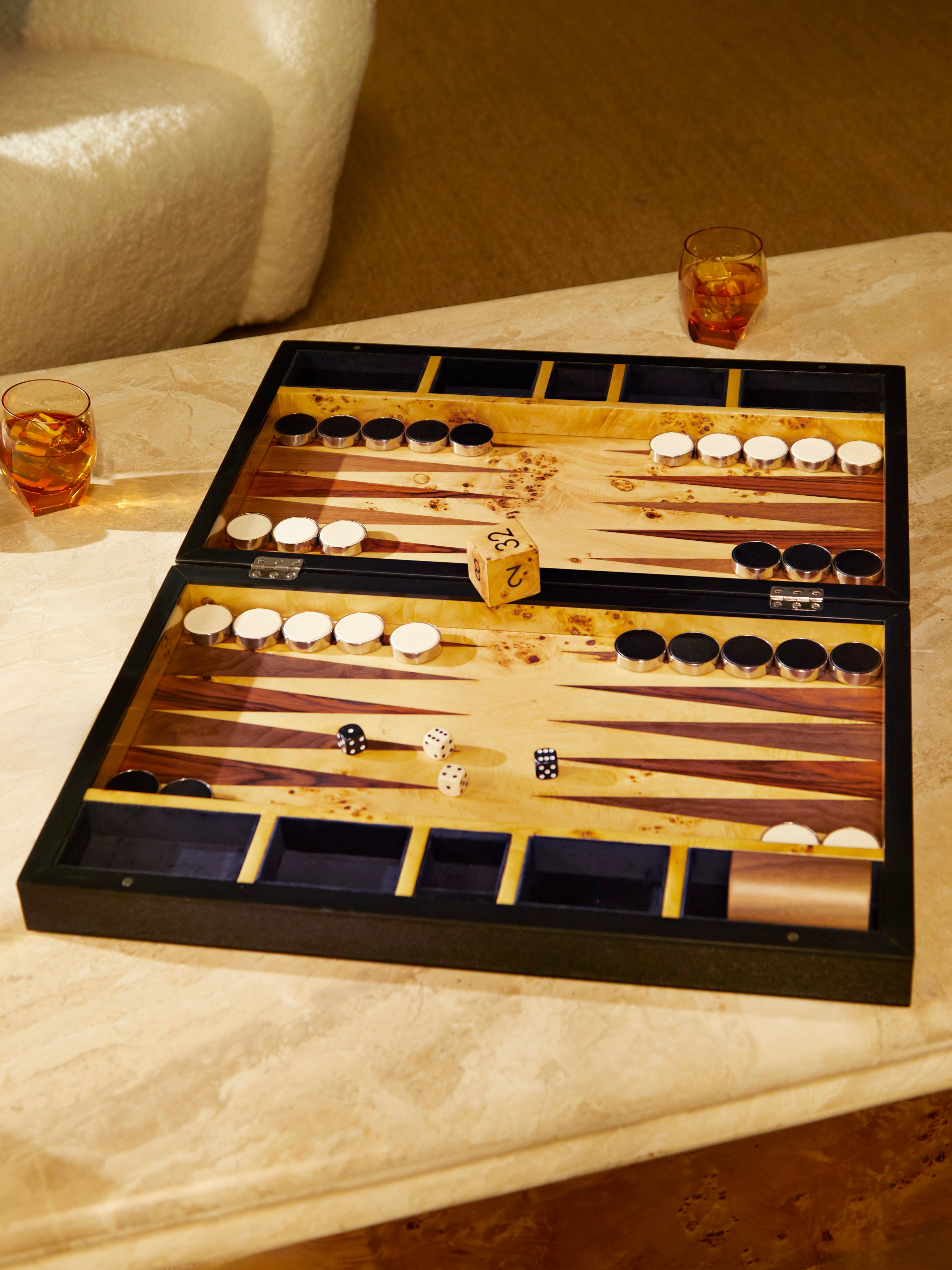 Faux Shagreen Large Backgammon Set