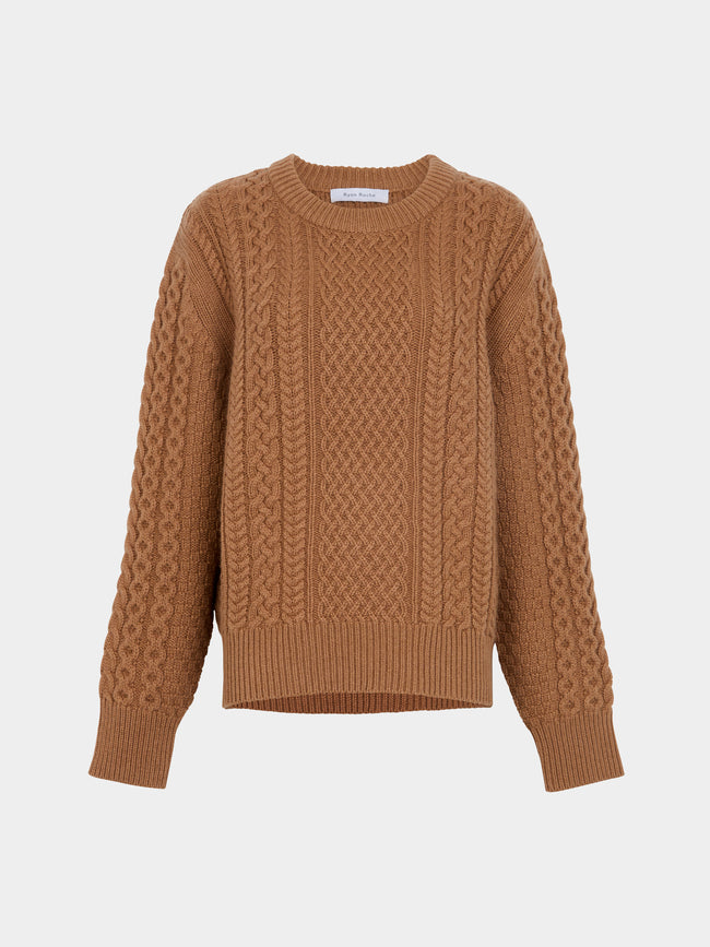 Ryan Roche - Cashmere Cable-Knit Crew-Neck Sweater | Size: XS -  - ABASK - 