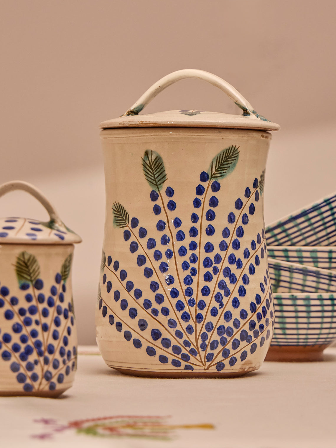 Anut Cairo - Dotty Vine Hand-Painted Ceramic Container -  - ABASK