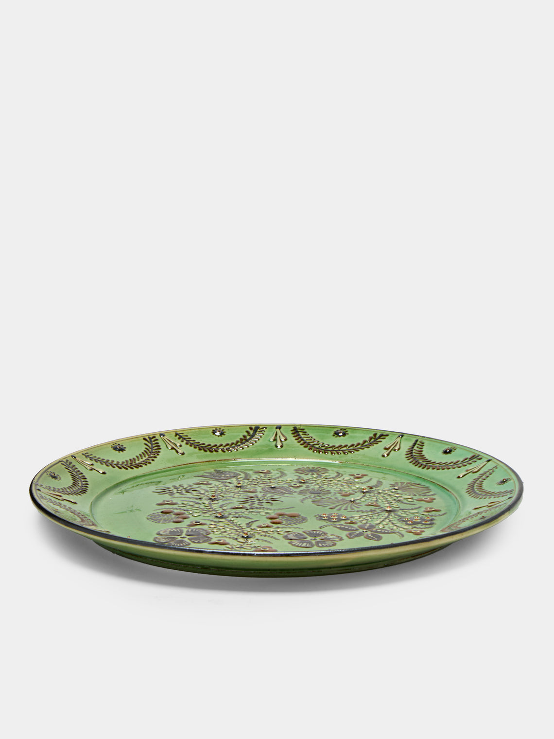 Poterie d’Évires - Flowers Hand-Painted Ceramic Small Round Platter -  - ABASK