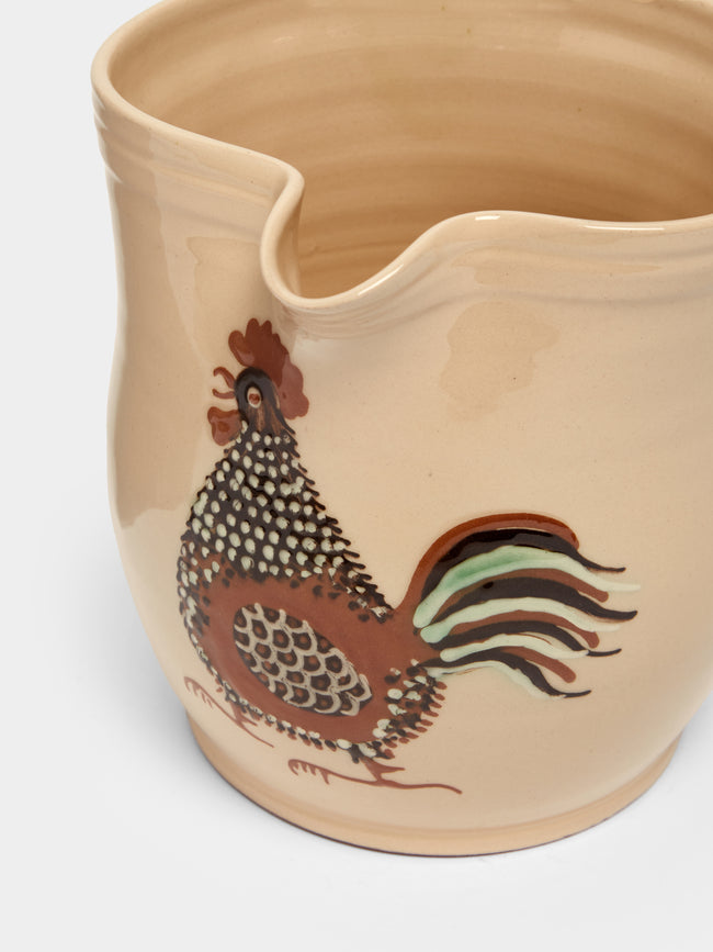 Poterie d’Évires - Chickens Hand-Painted Ceramic Rounded Jug -  - ABASK