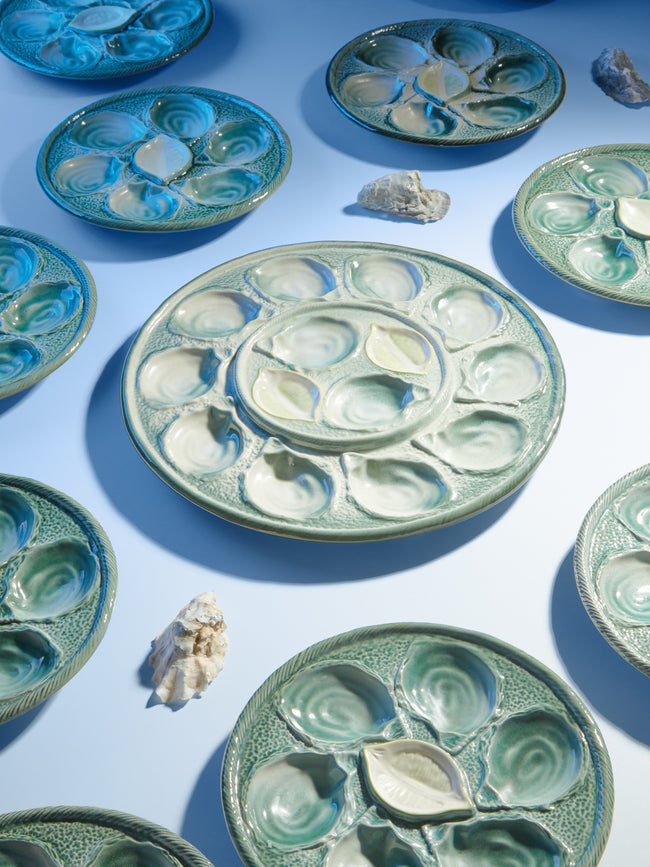 Antique and Vintage - 1950s Ceramic Oyster Plates (Set of 12) -  - ABASK