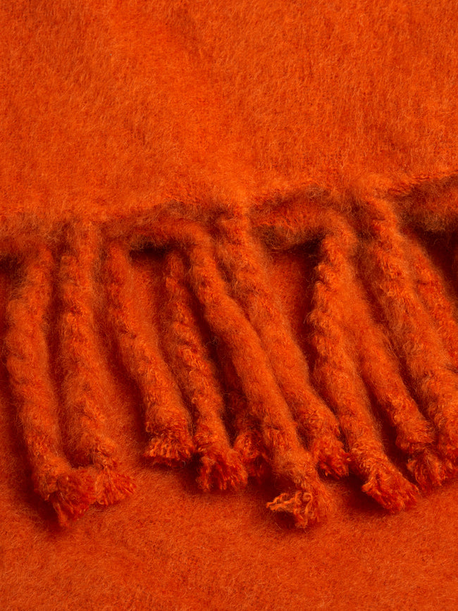 Lena Rewell - Handwoven Solid Mohair Blanket (118in/3m) - Orange - ABASK