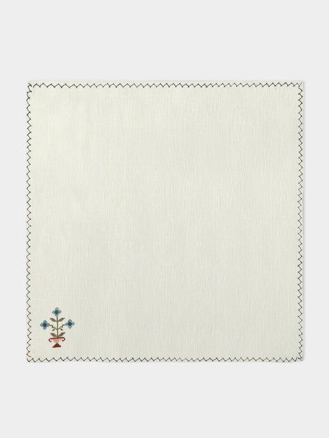 Anut Cairo - Bouquet Hand-Embroidered Linen Napkins (Set of 4) -  - ABASK - 