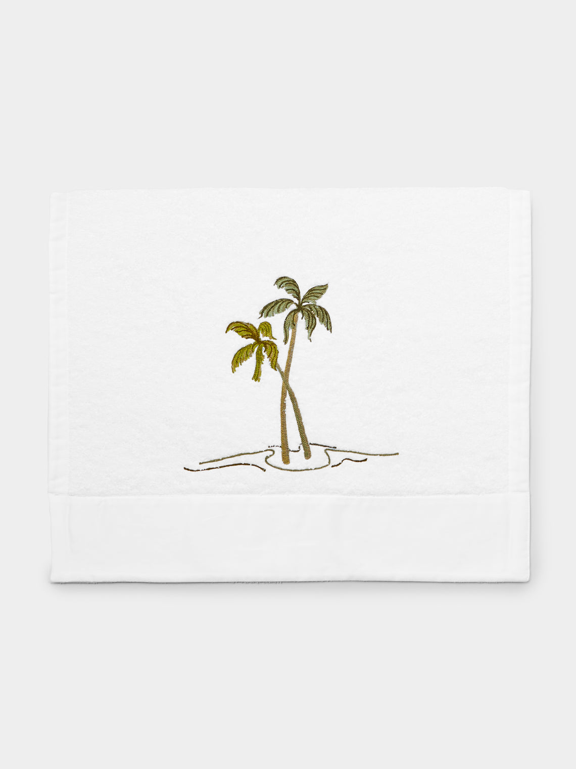 Loretta Caponi - Palm Tree Hand-Embroidered Cotton Hand Towel -  - ABASK - 