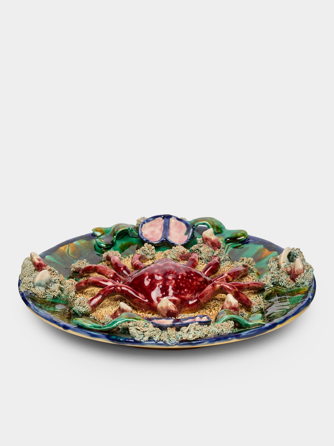 Antique and Vintage - 1980s Majolica Crab Plate -  - ABASK