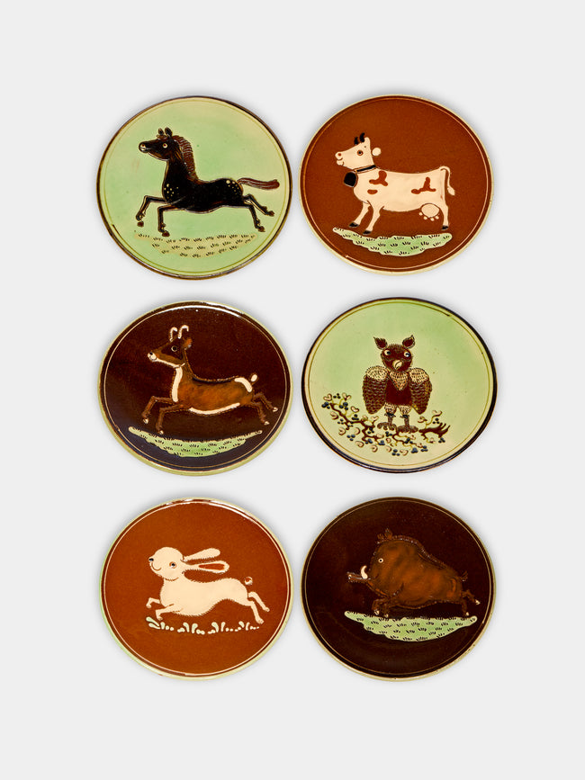 Poterie d’Évires - Animals Hand-Painted Ceramic Small Plates (Set of 6) -  - ABASK - 