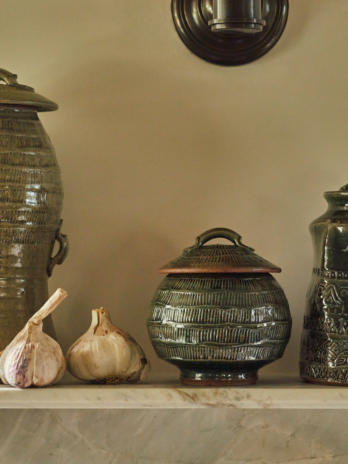 Ceramic Patterned Lidded Jar