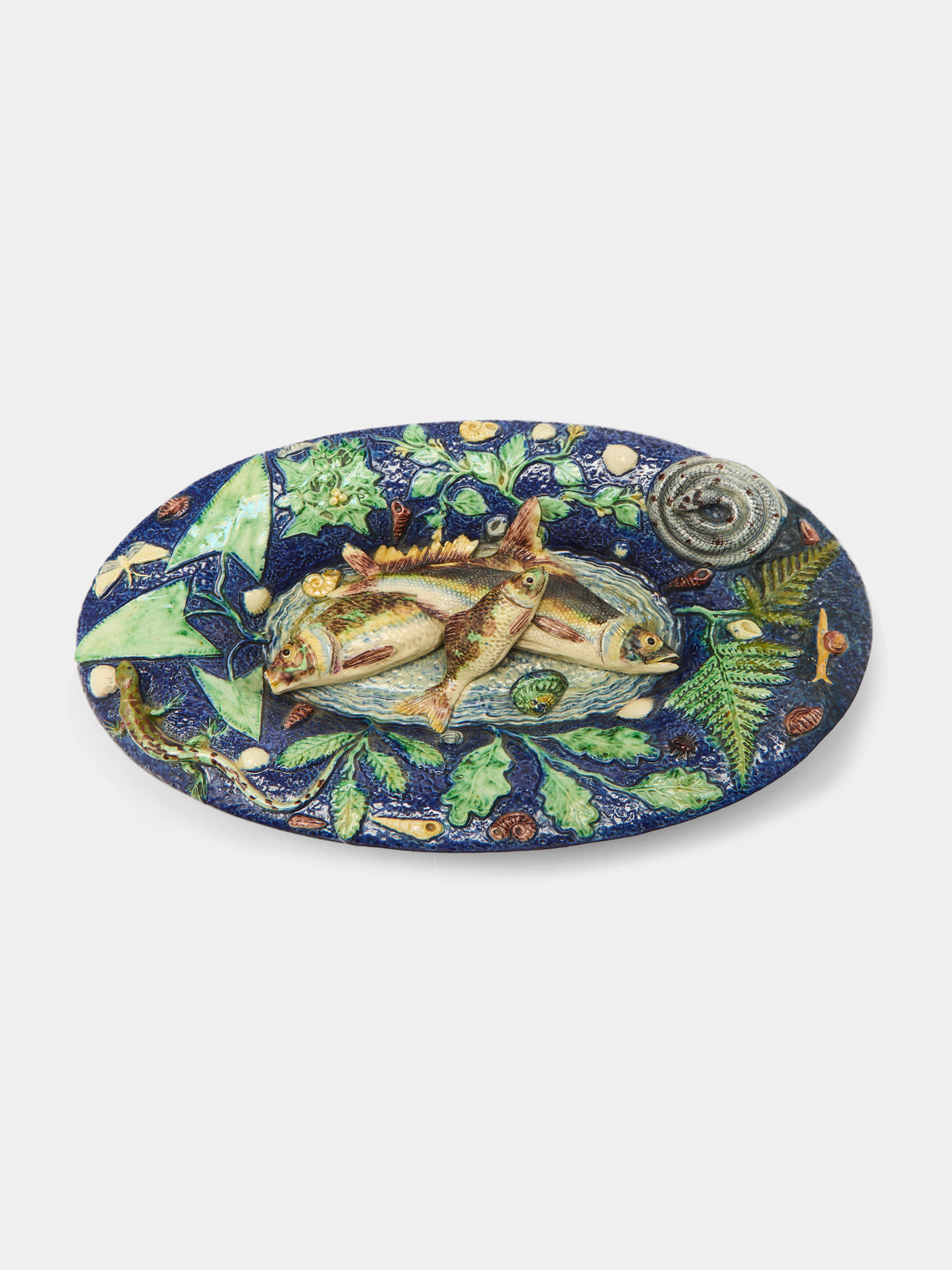 Antique and Vintage - 1900s Majolica Ceramic Fish Platter -  - ABASK - 