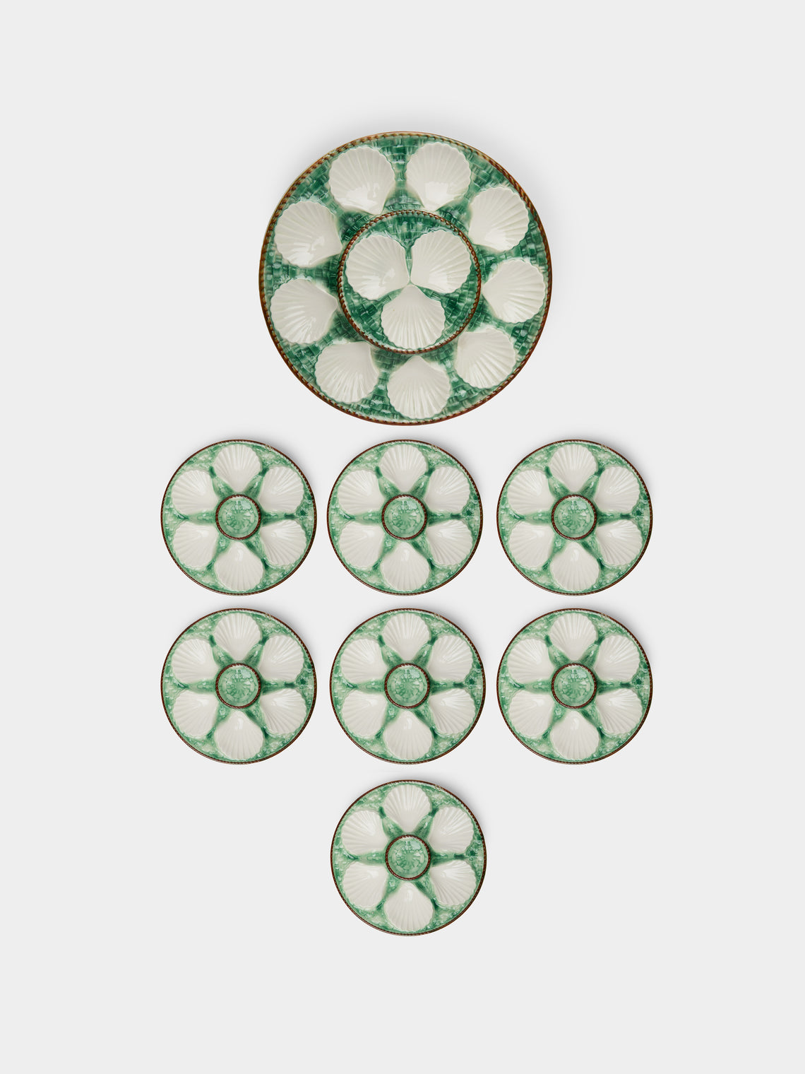 Antique and Vintage - 1950s French Ceramic Oyster Plates (Set of 9) -  - ABASK - 