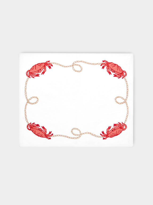 Loretta Caponi - Crabs with Rope Hand-Embroidered Linen Placemats (Set of 2) -  - ABASK - 