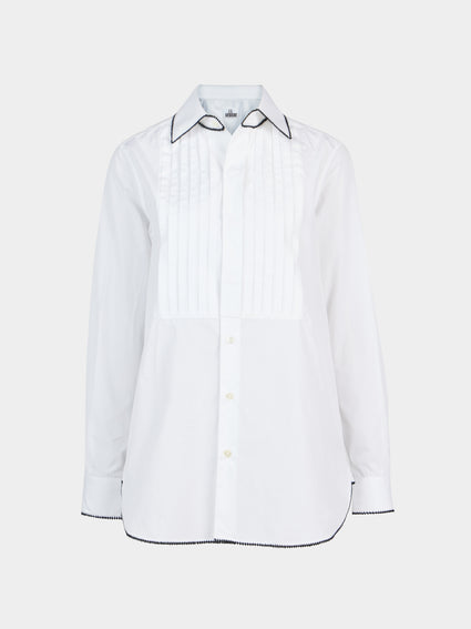 Sebline - Hand-Embroidered Cotton Long Smoking Shirt -  - ABASK - [thumbnail]