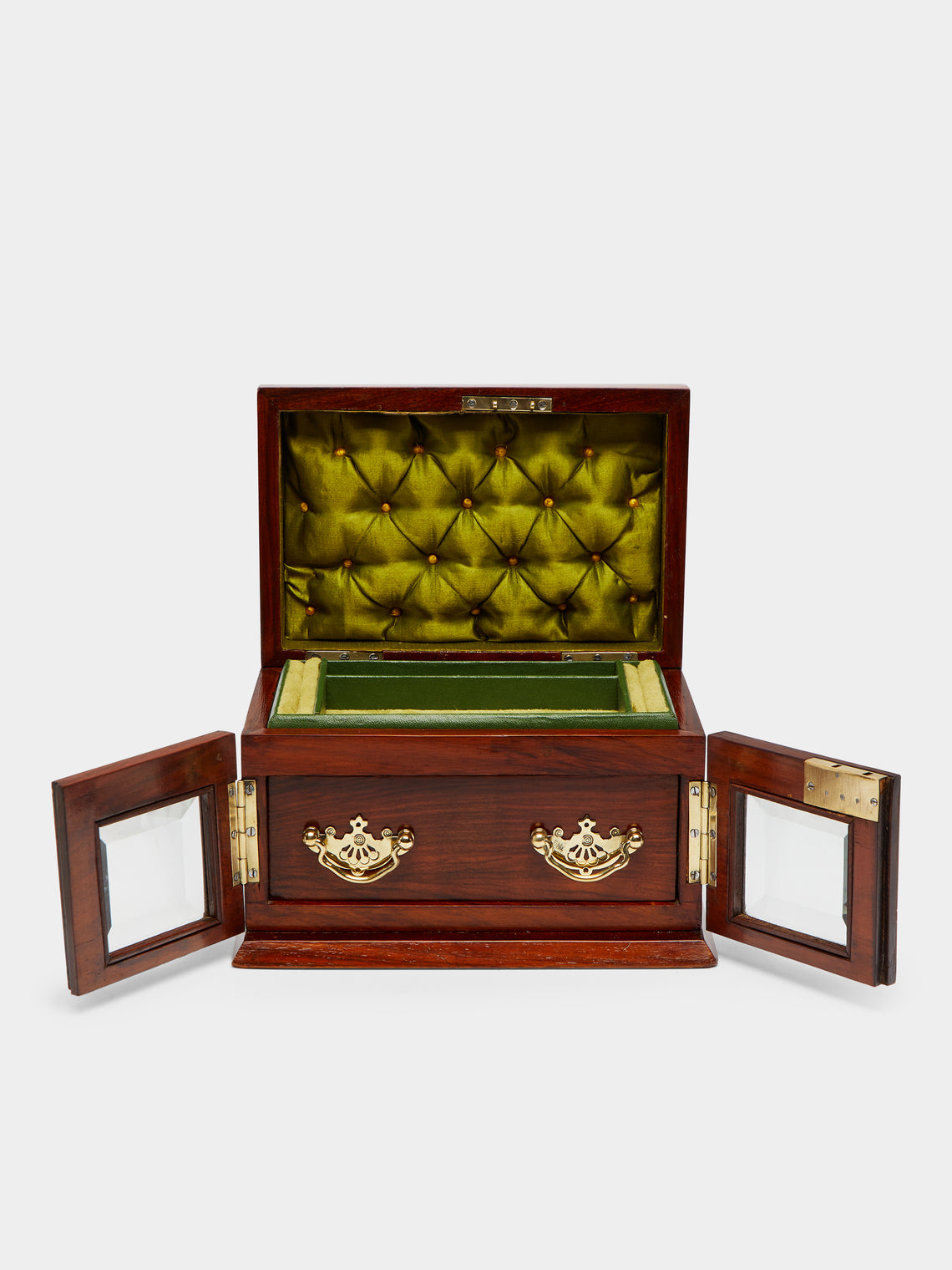 Antique and Vintage - 1890 Walnut and Brass Jewellery Box -  - ABASK